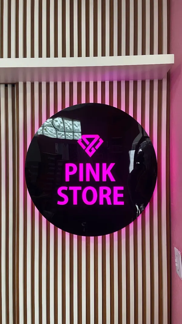 Placa redonda iluminada Pink Store